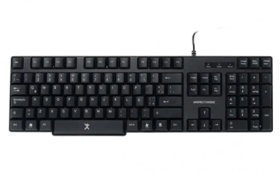 Teclado Alámbrico Perfect Choice PC-200970 - USB - Resistente a Derrames - Negro