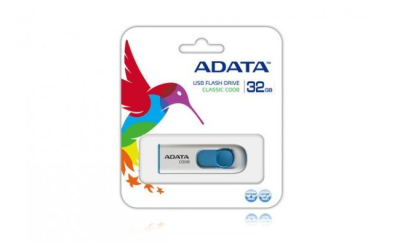 USB Adata C008 - 32GB - Memoria Retráctil - Blanco/Azul