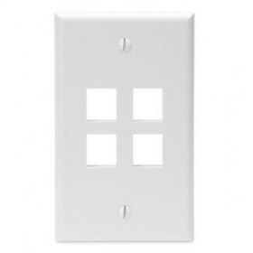 Placa Quickport Leviton 41080-4WP Placa Sencilla 4 Puertos Blanco