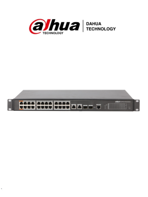 DH-PFS4226-24ET-360 Switch Dahua - 24 Puertos PoE 10/100 Mbit/s + 2 SFP - PoE Total de 360 Watts - Capa 2 Administráble 