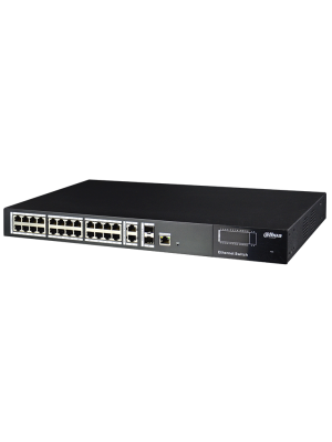 DH-PFS4228-24P-370 Switch Dahua - Gigabit PFS4228P370 - 24 Puertos PoE 10/100Mbps + 2 SFP - PoE Total de 370 Watts - Capa 2 Administráble