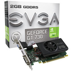 02G-P3-3733-KR Tarjeta de Video EVGA GeForce GT 730 - 2GB - 64-Bit - PCI-E 2.0 - GDDR5 - DVI/ VGA/ HDMI