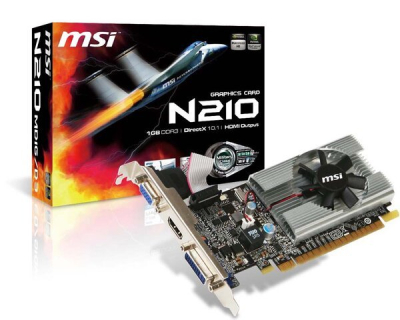 N210-MD1G/D3 Tarjeta de Vídeo MSI Nvidia GeForce G 210 - 1GB - 64-Bit - PCI-E 2.0 - GDDR3 - HDMI - DVI-D - VGA